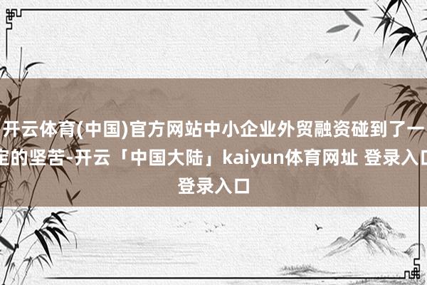 开云体育(中国)官方网站中小企业外贸融资碰到了一定的坚苦-开云「中国大陆」kaiyun体育网址 登录入口