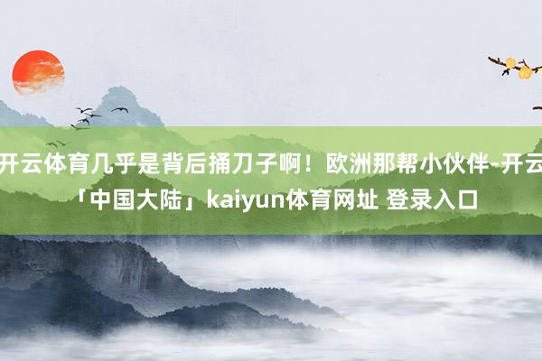 开云体育几乎是背后捅刀子啊！欧洲那帮小伙伴-开云「中国大陆」kaiyun体育网址 登录入口