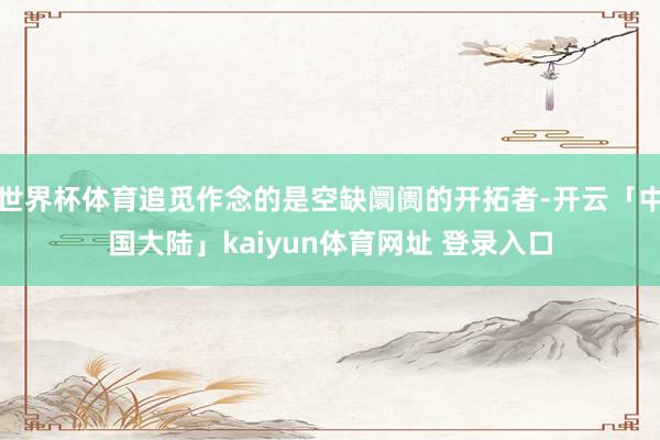 世界杯体育追觅作念的是空缺阛阓的开拓者-开云「中国大陆」kaiyun体育网址 登录入口