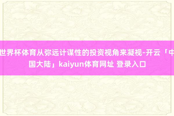 世界杯体育从弥远计谋性的投资视角来凝视-开云「中国大陆」kaiyun体育网址 登录入口