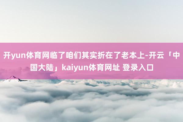 开yun体育网临了咱们其实折在了老本上-开云「中国大陆」kaiyun体育网址 登录入口
