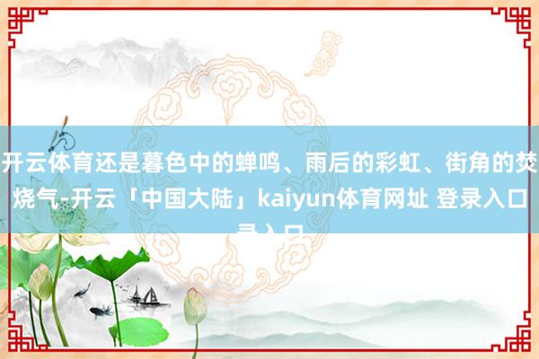 开云体育还是暮色中的蝉鸣、雨后的彩虹、街角的焚烧气-开云「中国大陆」kaiyun体育网址 登录入口