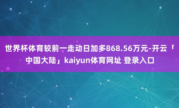 世界杯体育较前一走动日加多868.56万元-开云「中国大陆」kaiyun体育网址 登录入口