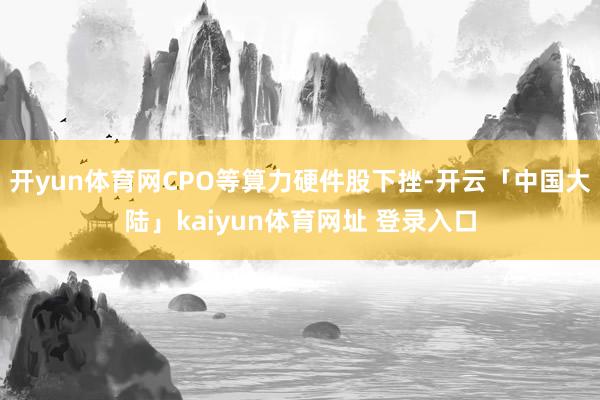 开yun体育网CPO等算力硬件股下挫-开云「中国大陆」kaiyun体育网址 登录入口