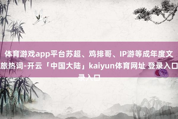 体育游戏app平台苏超、鸡排哥、IP游等成年度文旅热词-开云「中国大陆」kaiyun体育网址 登录入口